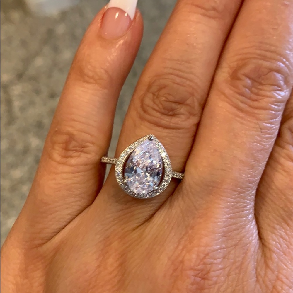 3.5ct 12x9mm Pear Engagement Ring size 9 - Picture 2 of 8